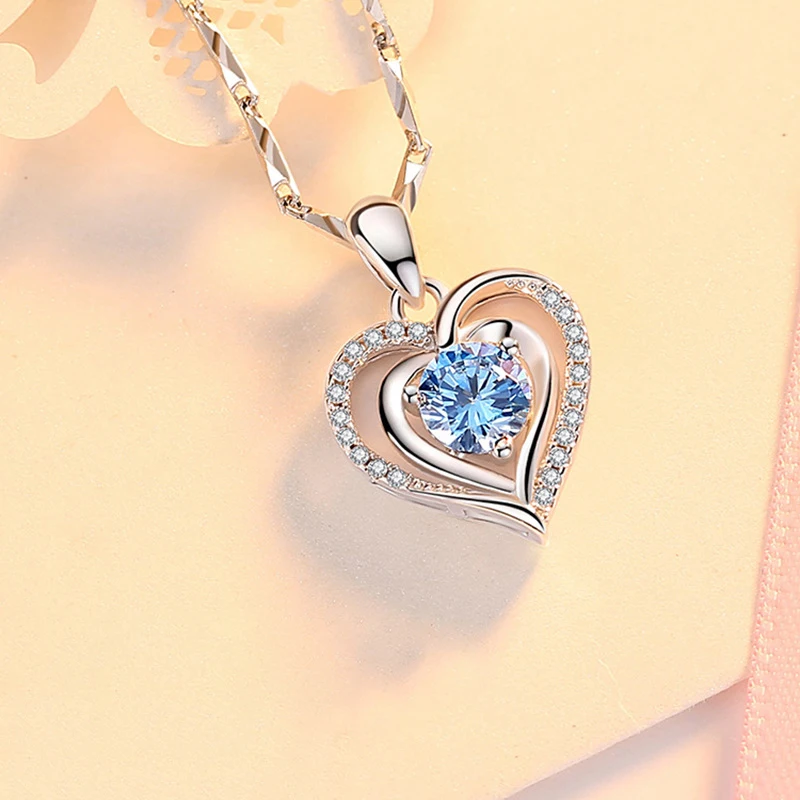 Luxury Zircon Heart Pendant Necklace Copper Material High-end Jewelry For Girlfriend, Wife Mom 2025 Christmas Valentine Gifts