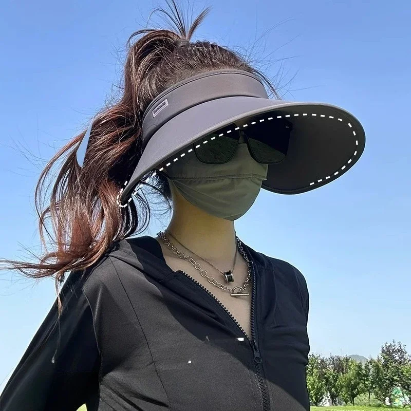 

Summer sun hat for women, UV resistant, enlarged brim, empty top sun hat, UV ice silk sun hat