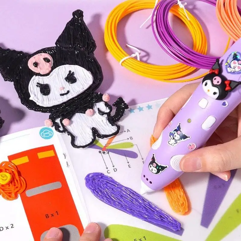 Sanrio 3D Fai Da Te Penna di Stampa Kuromi Cinnamoroll Bambini Cosplay Anime Stampa Stereoscopica Giocattolo Del Fumetto Studente Pittura Pennello Regalo