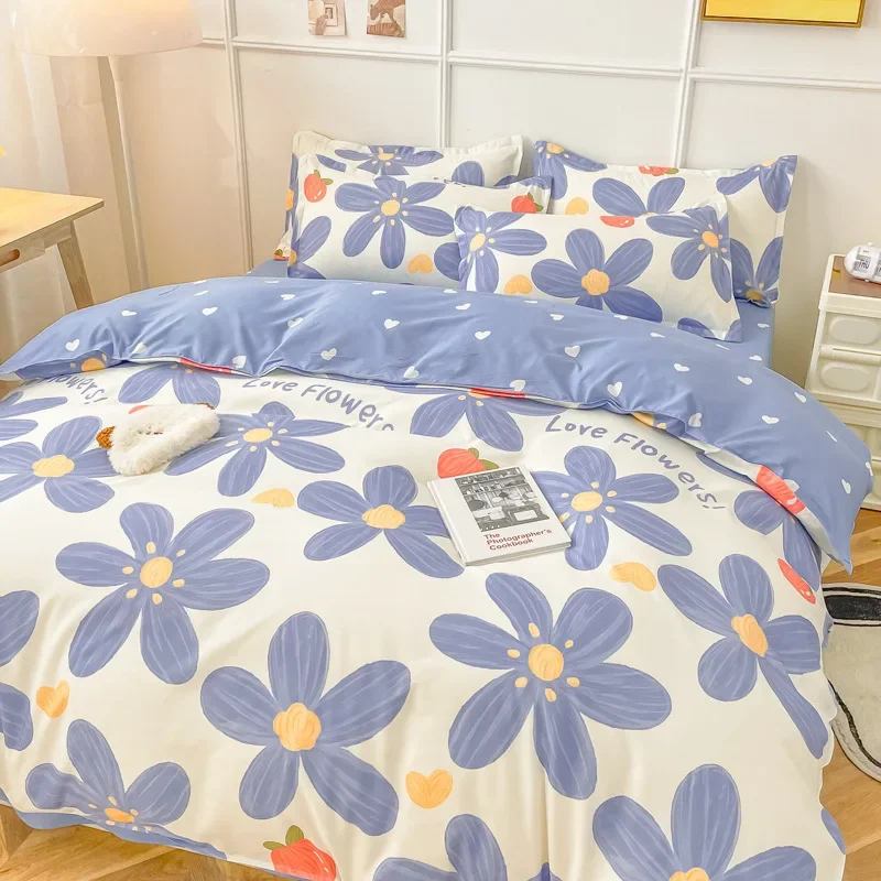 

Strawberry Bedding Set Double Sheet Soft 3/4pcs Bed Sheet Set Duvet Cover Queen King Size Comforter Sets For Home For Child