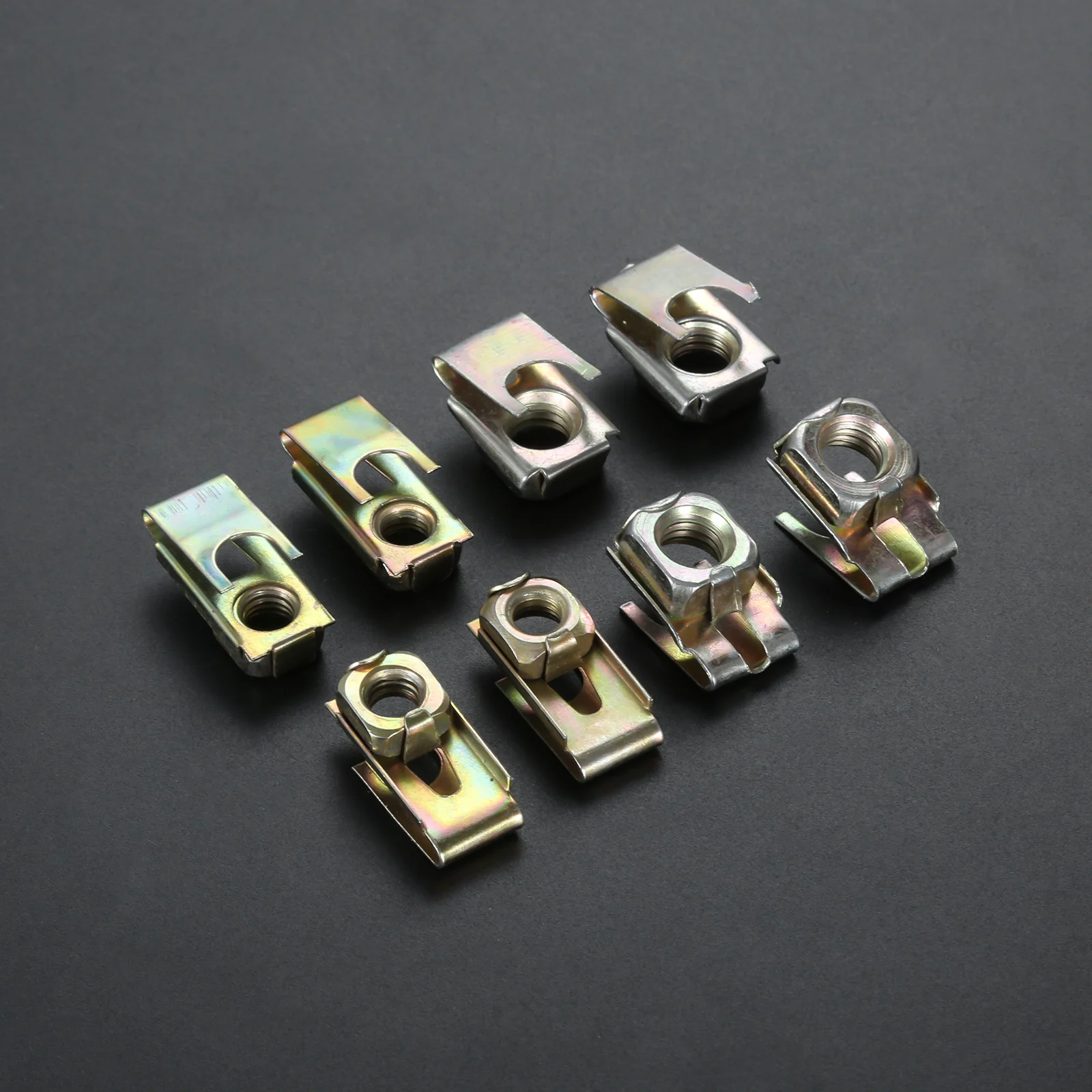 10Pcs Metal Auto Fastener Clip 6mm or 8mm Screw Metal Clips Plate U-Type Clips Speed Nuts for Car License Plate Fender Universal