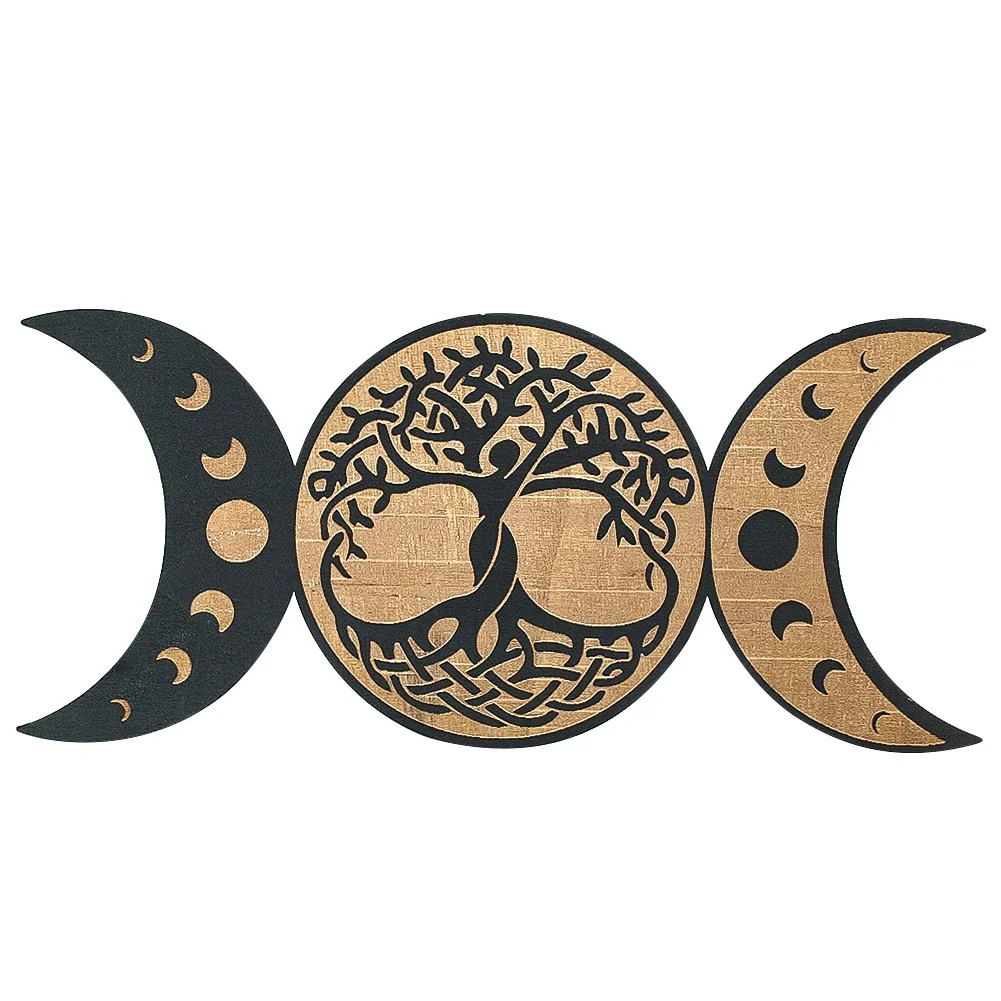 

Wicca Maditation Moon Crescent Phase Month Life Tree Wall Decor Accessories Wooden Aesthetic Yoga Witch Magic Ornament