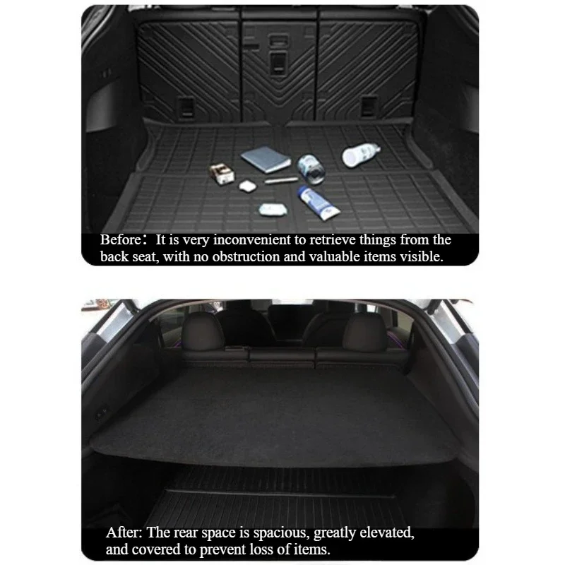 Trunk Cargo Cover Curtain for Tesla New Model Y Juniper 2025 Rear Luggage Carrier Partition Baffle Plate Storage Accessories