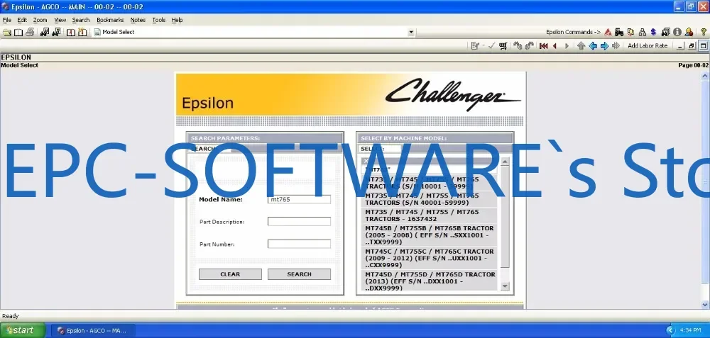 

EPC-OFTWARE EPC-SOFTWARE Repair and Parts Challenger USA 2022
