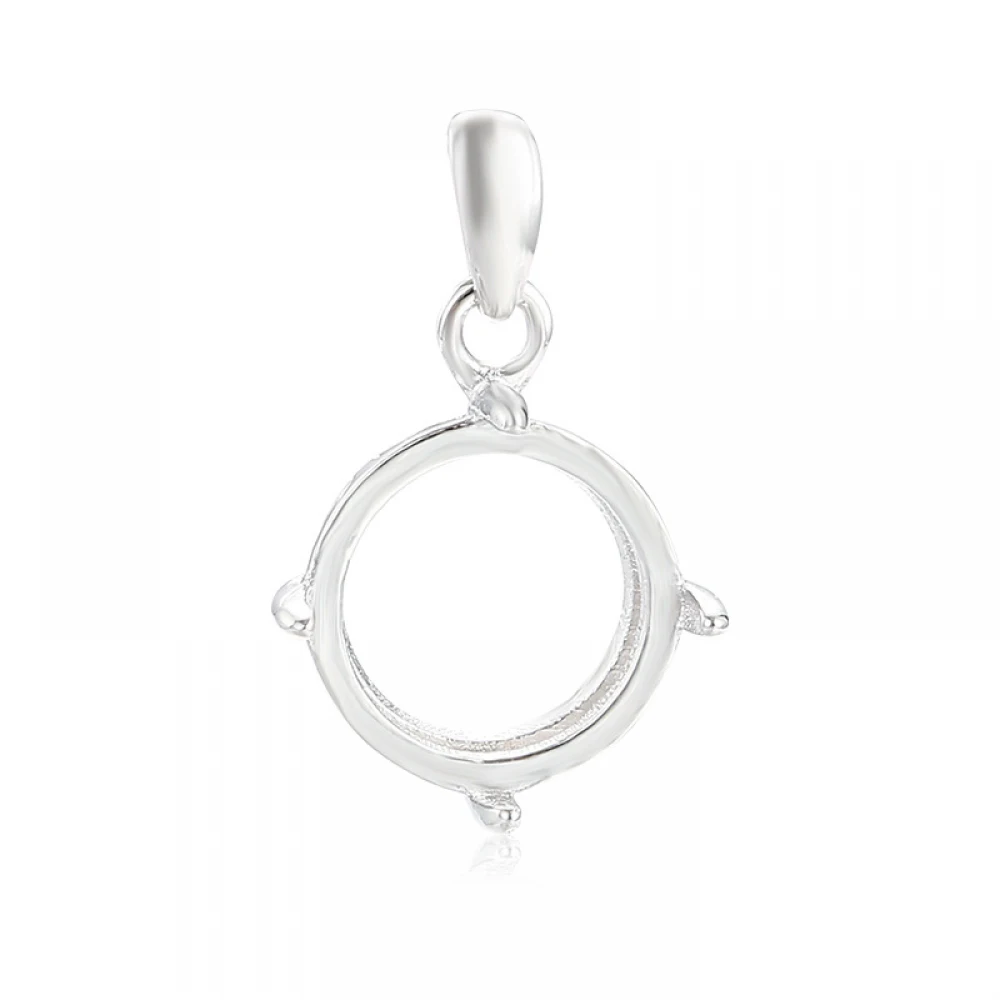 Pendentif creux en argent regardé 925 pour cadre, cabochon rond, base vierge pour bijoux de bricolage, cadre, 8mm, 10mm, 12mm