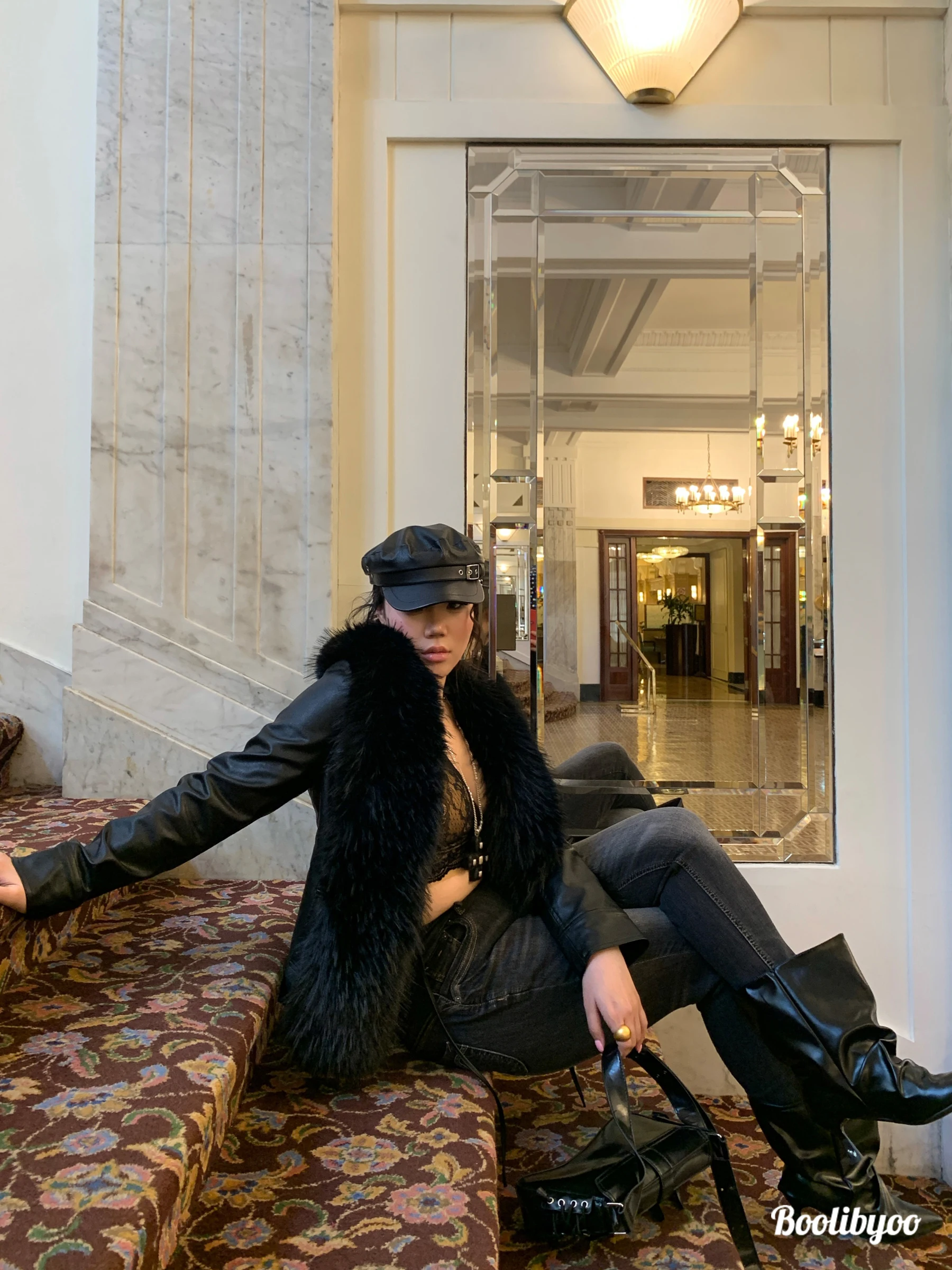 

Винтажная женская шуба из кроличьего меха Boolibyoo в стиле Heavy Industry, экологичная, большого размера, модная короткая верхняя одежда в стиле ретро