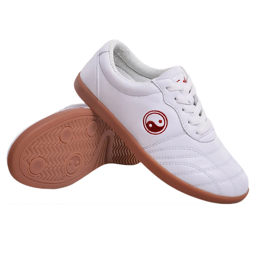 Middle-Aged and Elderly Soft Tai Chi Shoes Leather Side Beef Tendon Sole Anti-Slip Fitness Training Tai Chi Martial Arts Shoes