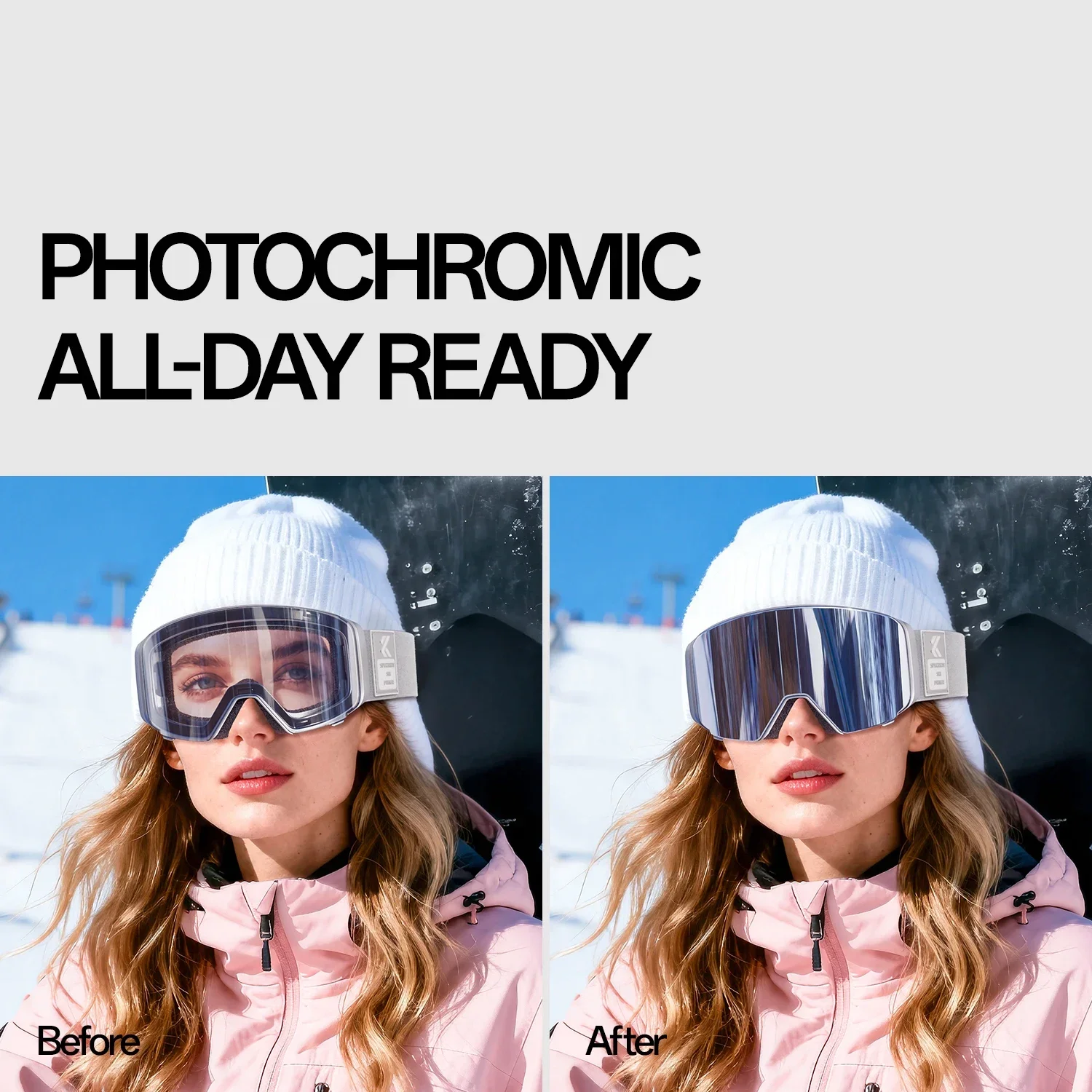 نظارات تزلج Kapvoe ملونة فوتوكروميك مضادة للضباب عدسة مغناطيسية قابلة للطي OTG UV400 خوذة حماية متوافقة مع نظارات الثلوج الشتوية #4