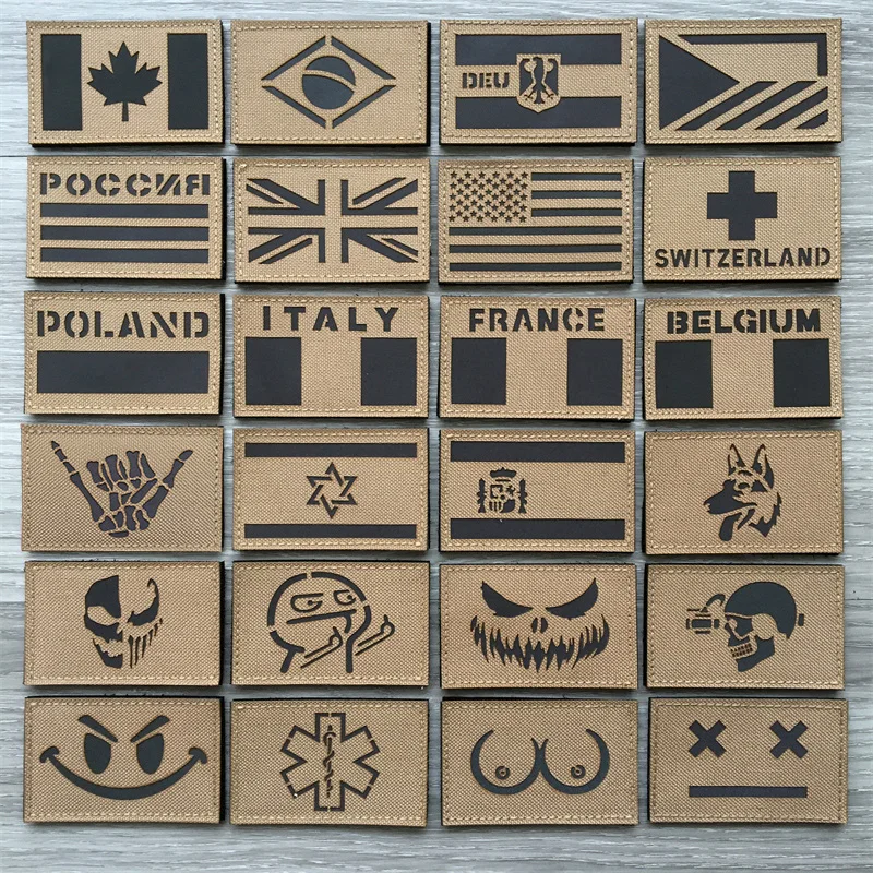 

National Flags Patches IR Reflective Tactical Patches on Backpack Vest Clothing Badges Laser Cutting Supplies DIY Asessories