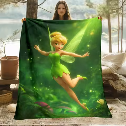 1pc Disney Magical Tinker Bell-Inspired Blanket - Soft Flannel 2D Print, Ideal for Cozy Home Decor &amp; Camping, All-Season Gift fo