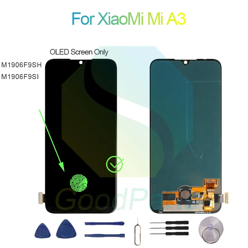 قطع غيار لشاشة شاومي Mi A3 1560*720 M1906F9SH ، M1906F9SI Mi A3 محول رقمي LCD باللمس