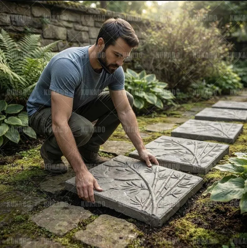 Bamboo Patterned 60x40x5cm Courtyard Floor Tile Mold Cement Brick Mold for Garden Walkway Paving Step Stone Imitation Stone B view 4