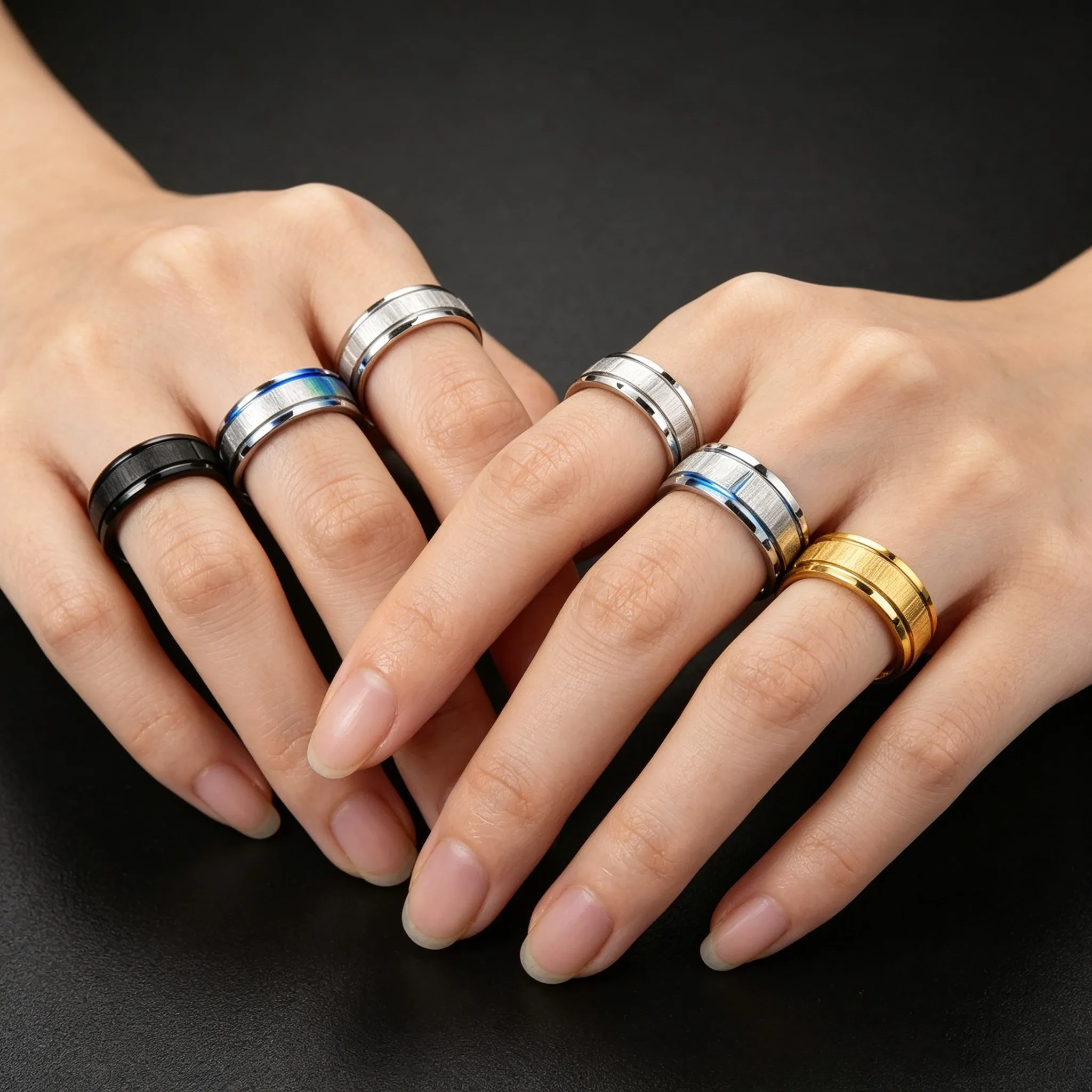 

Men's classic titanium ring, fashionable and versatile geometric couple ring, titanium steel rings, jewelry accessories,