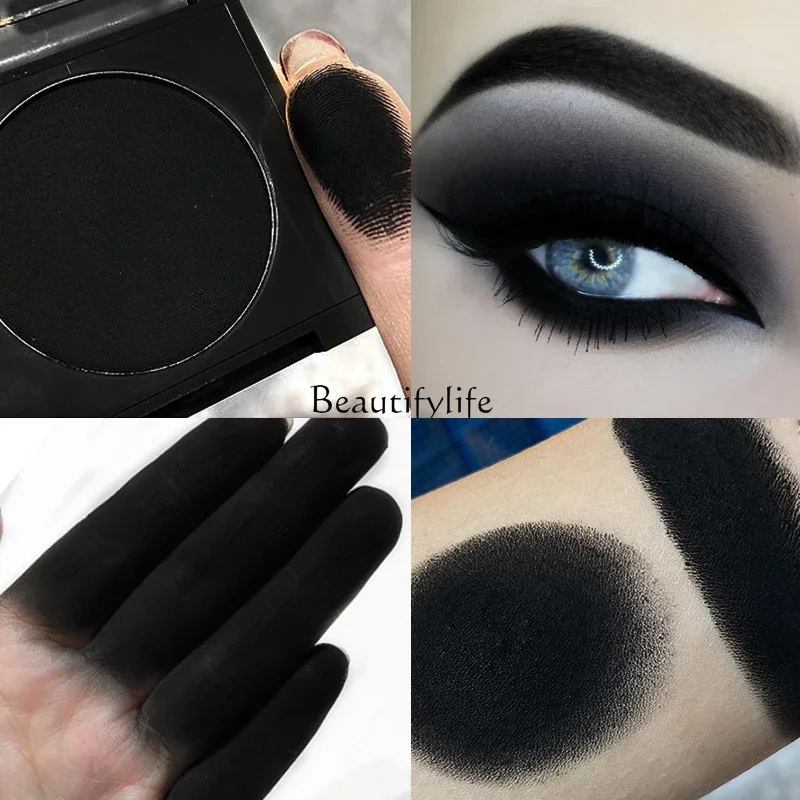 

Earth Color Matte Eye Shadow Light Absorbing Black Smoky Makeup Easy to Color Charcoal Black