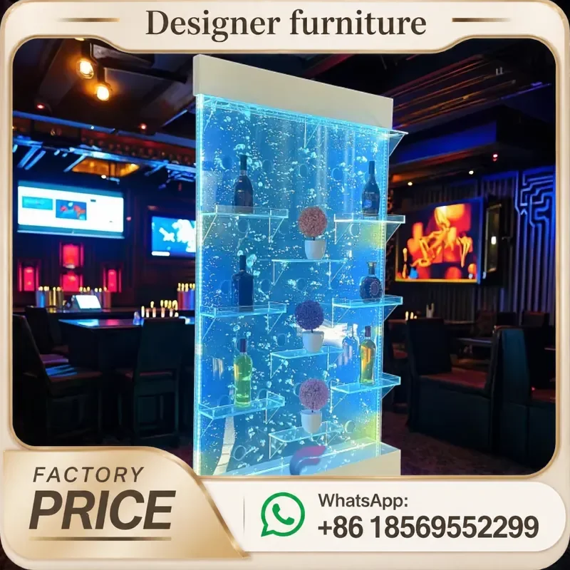 Indoor Floor Standing Bubble Wall Changing Led Light Acrylic Wall Partition Room Divider Home Decor Fountain