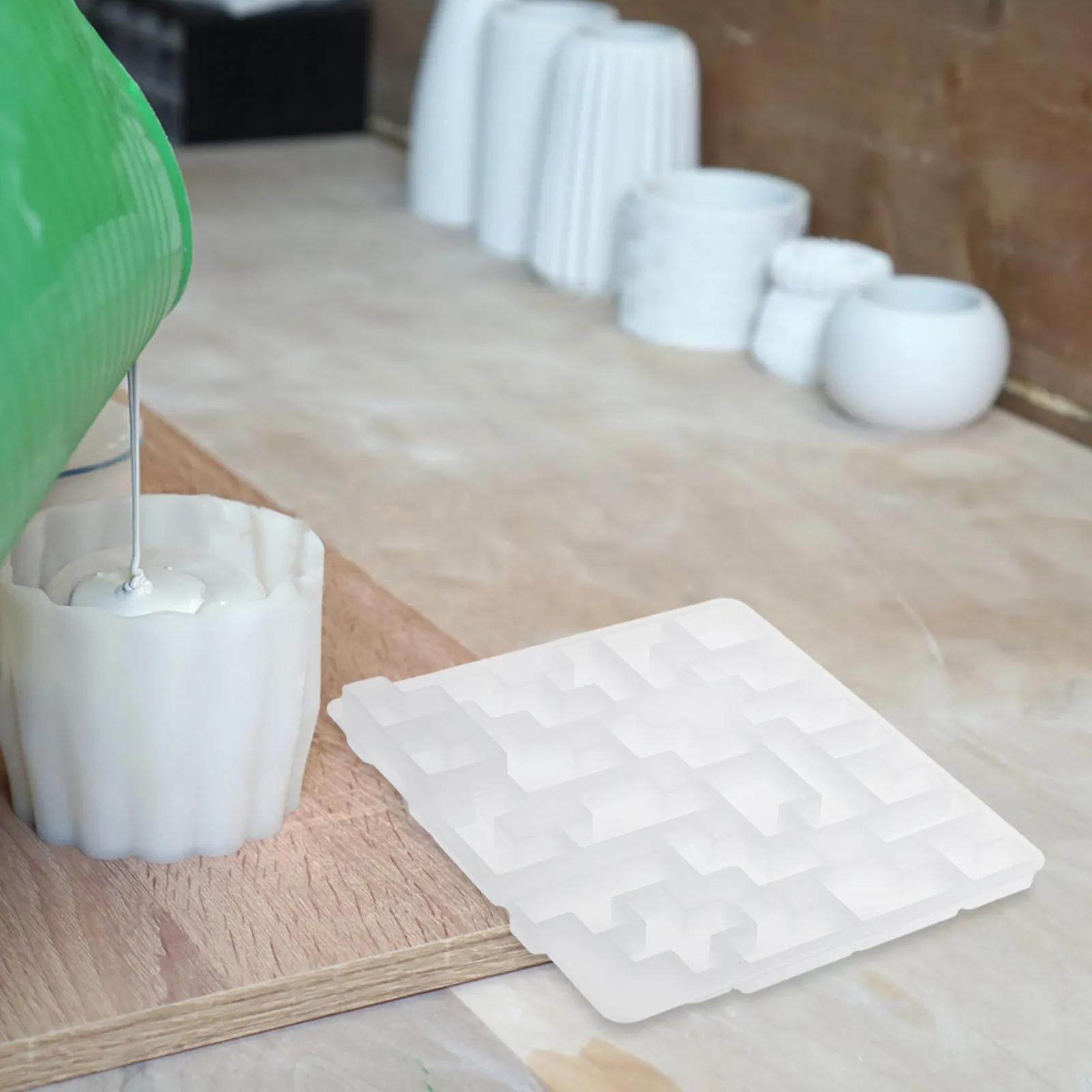 

1Set Reusable Pyramid Puzzle Silicone Mold for Epoxy Casting DIY Craft Decor Triangle Tile Resin Art Flexible Clear Puzzle Mold