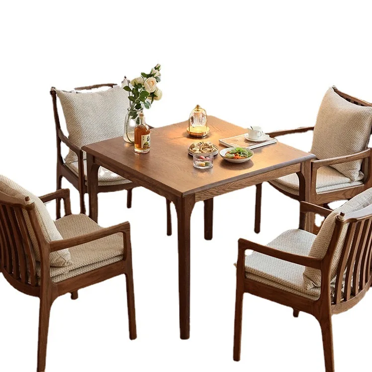 

Wooden oak square table Japanese table Small apartment square dining table