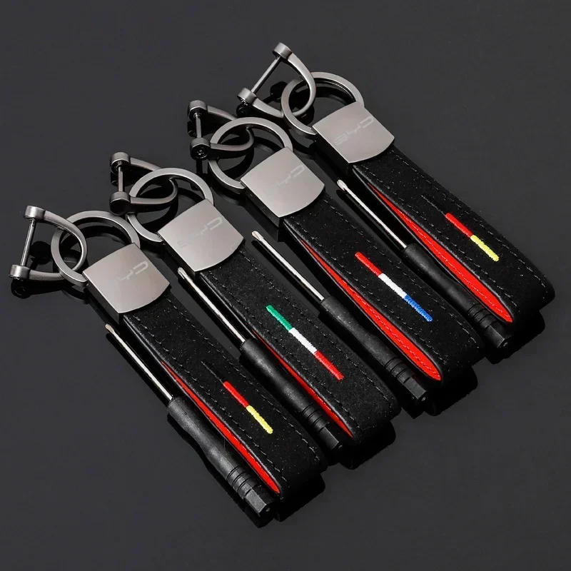 Suede Keyring Holder Pendant for BYD F3 E6 Yuan Plus Song Max Tang Dmi F3 2din 2014 G6 Atto F0 G3 I3 Ea1 Car Keyrings Accessorry