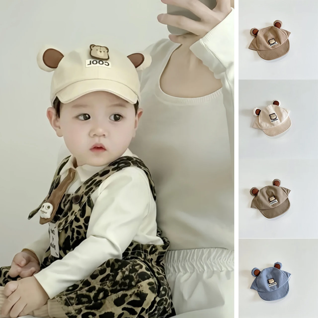 

Милая шляпа с медведем и утиным языком для ребенка, солнцезащитные козырьки, фуражки для мальчиков и девочек, детские уличные солнцезащитные козырьки, бейсболка с мягкими полями для младенцев