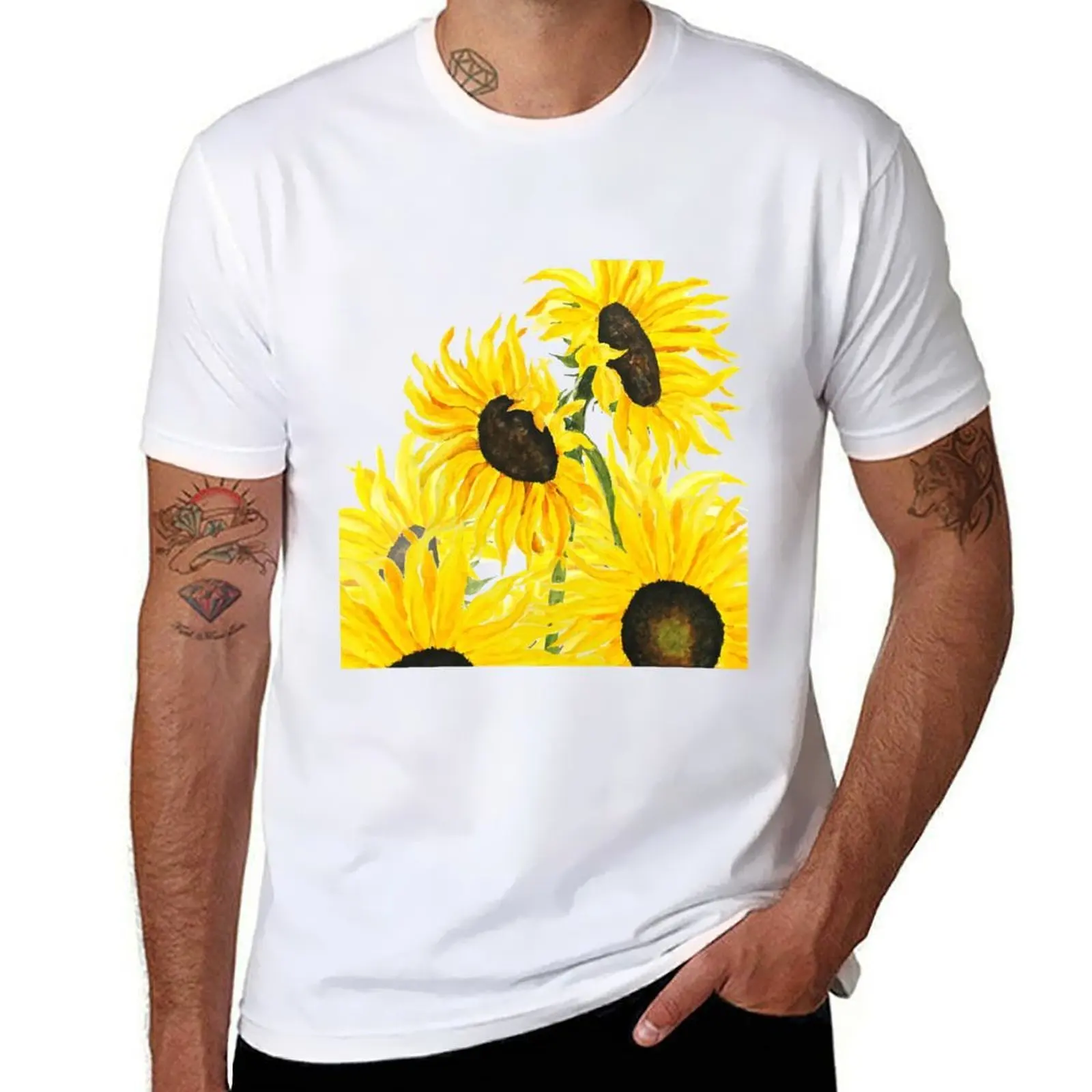 

hand painted yellow sunflowers 2017 T-Shirt t shirt custom print t shirts designer T-Shirt