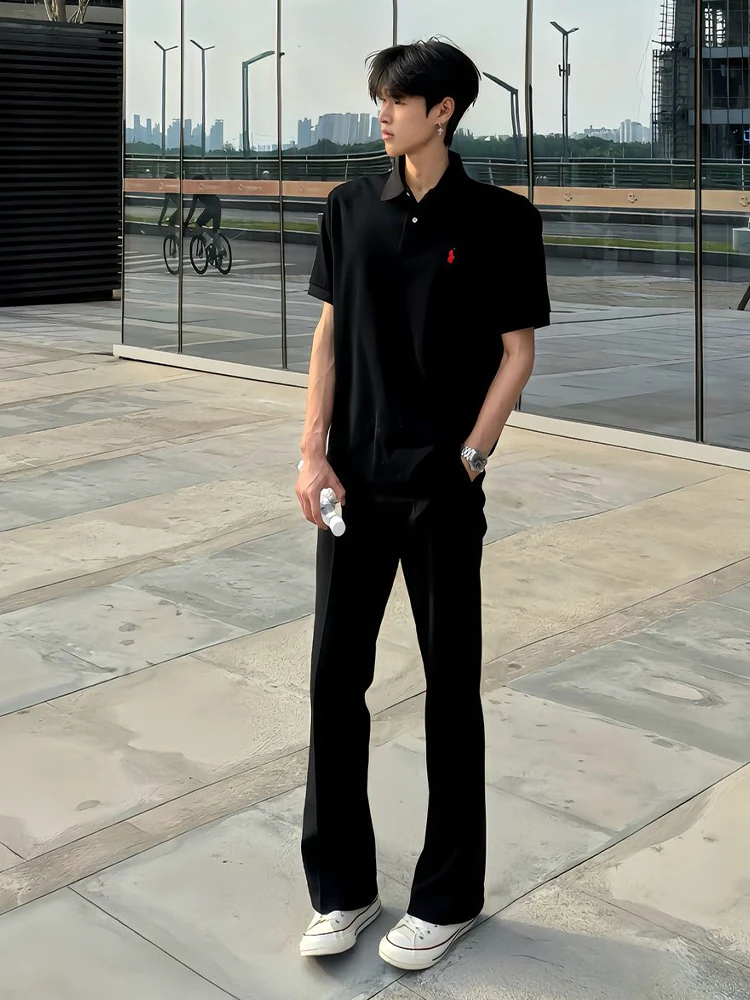 

Bla Ice Silk Straight Leg Men's Summer Thin Drapey Haome High-End Feelings Pants American High Street Qui Dry Flared P...