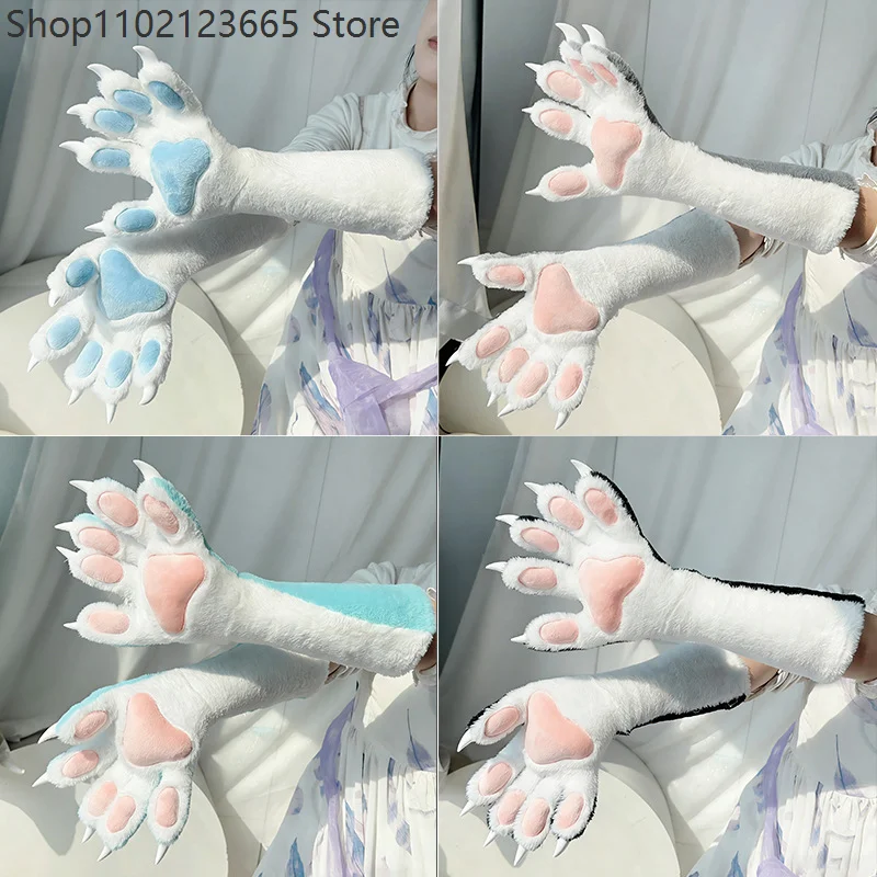 Fur Set Animal Claw Gloves Girl Role Play Props Fur Plush Five Finger Claw Gloves Adult Halloween Party Cosplay Accessories 2026 3