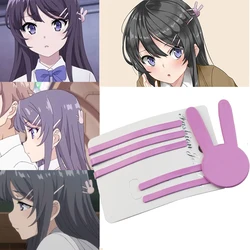 Anime Seishun Buta Yarou Sakurajima Mai Hair Clip Kawaii Lolita Girls Rabbit Cosplay Hairpin Pink Headwear Accessories Child Toy