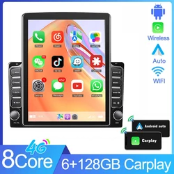 4G+WIFI 2Din Android 15 9.7''Inch Car Radio Stereo For Tesla Vertical Style Screen Universal Multimedia Player GPS 4G DSP