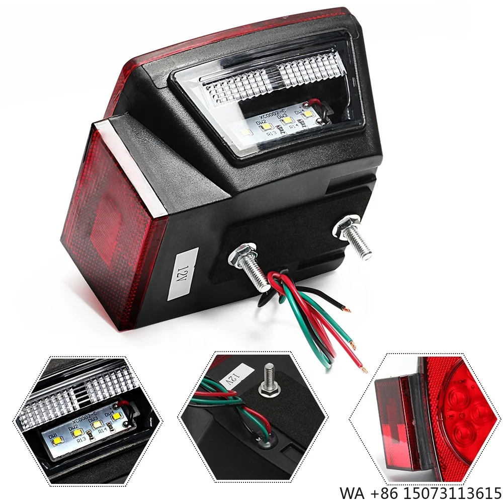 

12 В водонепроницаемый квадратный светодиодный задний фонарь для прицепа, комплект прозрачных линз, красный стоп-сигнал поворота, ходовой номерной фонарь