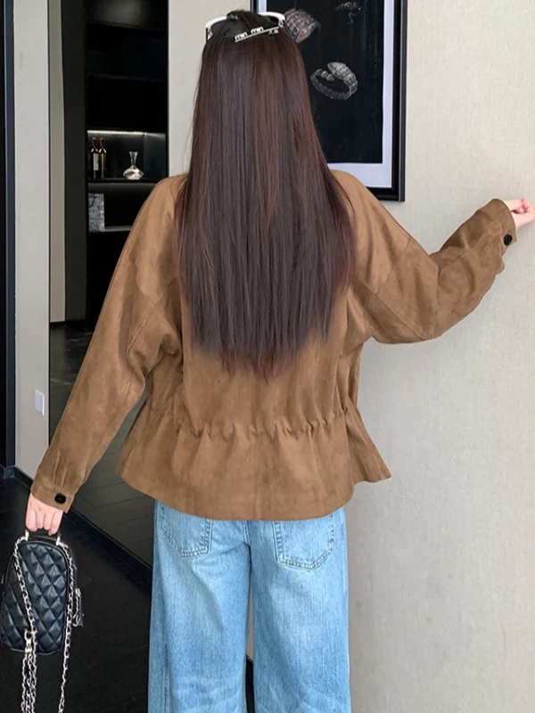 Cé Brown Biker Jaet Abbigliamento da lavoro da donna Cappotto in pelle Capispalla Cool Giacca a vento sexy Vestibilità ampia Pendolarismo Sle ort Lunghezza Zi...