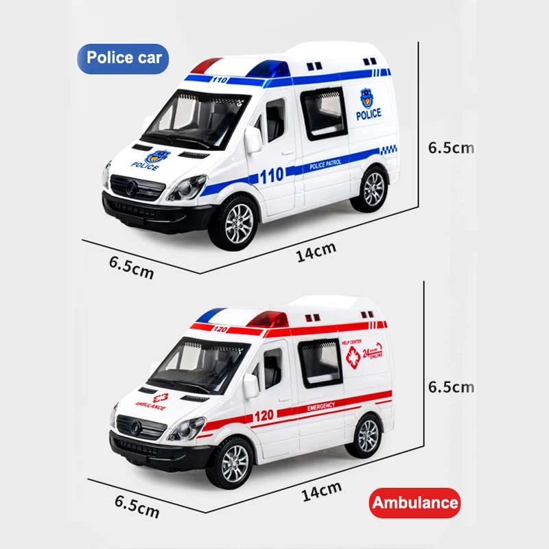 New Five-door Inertia Ambulance Police Car Model Simulation Music Light Car Toy Children\'s Educational Toy Christmas Gift