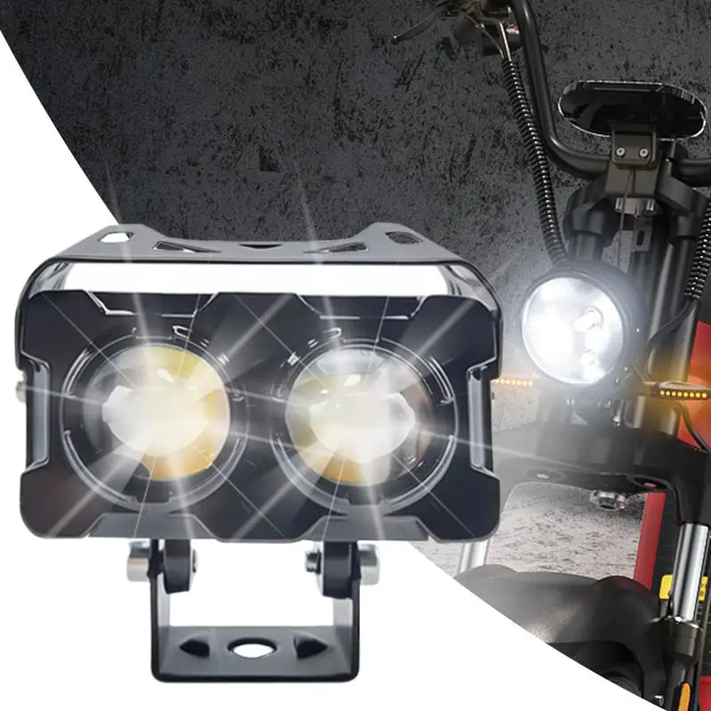 ไฟ LED เสริมรถจักรยานยนต์ ไฟ LED ขับขี่ สปอตไลท์รถจักรยานยนต์ Super Bright สีคู่เสริมรถจักรยานยนต์ออฟโร้ด