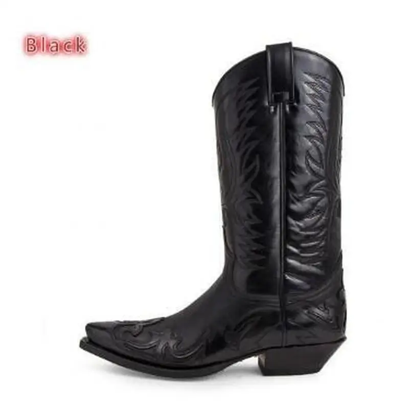 Men Male Man Plus Size Mid-calf Boots Autumn Embroidery Shoe Mens Vintage PU Leather Zapatos De Hombres Personlizar Zapatos