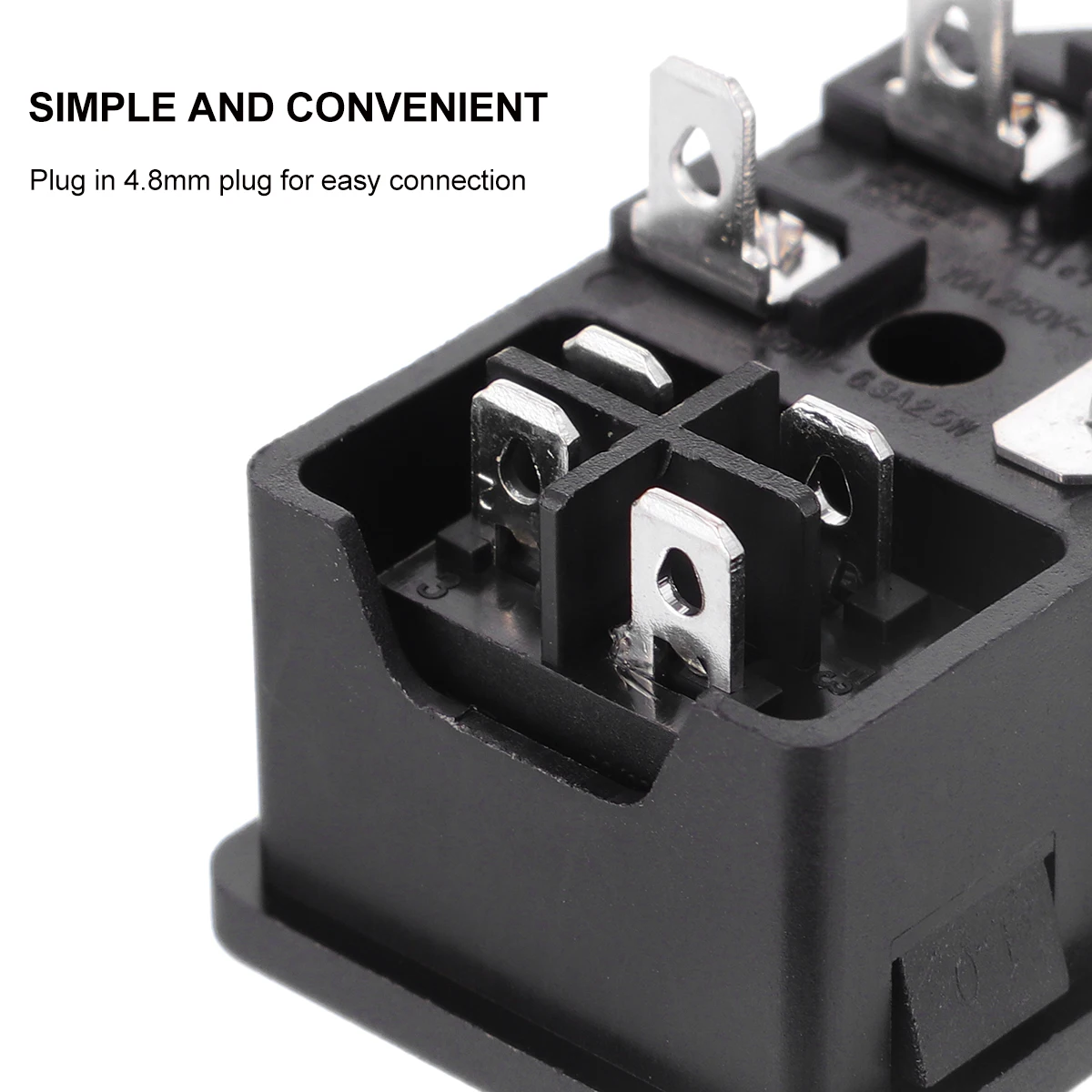 

Male Ac Power Plug Socket 3-Pin Power Inlet 10a 250V Rocker Switch Fuse Holder Neon Light Switch Electrical Outlet
