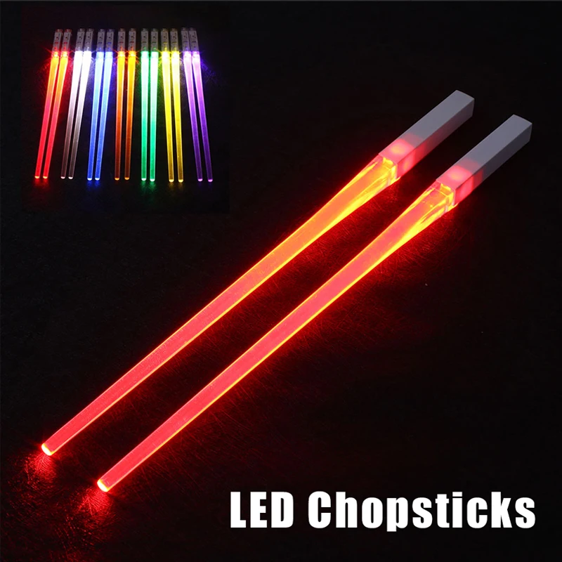 Palillos luminosos LED, vajilla para fiesta, accesorios de cocina Multicolor, producto ideal, 1 par