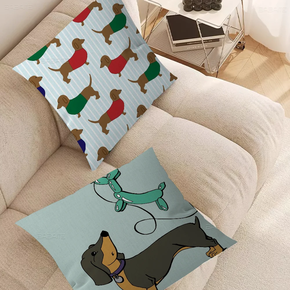 Animals Dogs Dachshund Cushion Cover 30x50 Polyester Sofa Cushions Decorative Throw Pillows Home Decoration Pillowcover