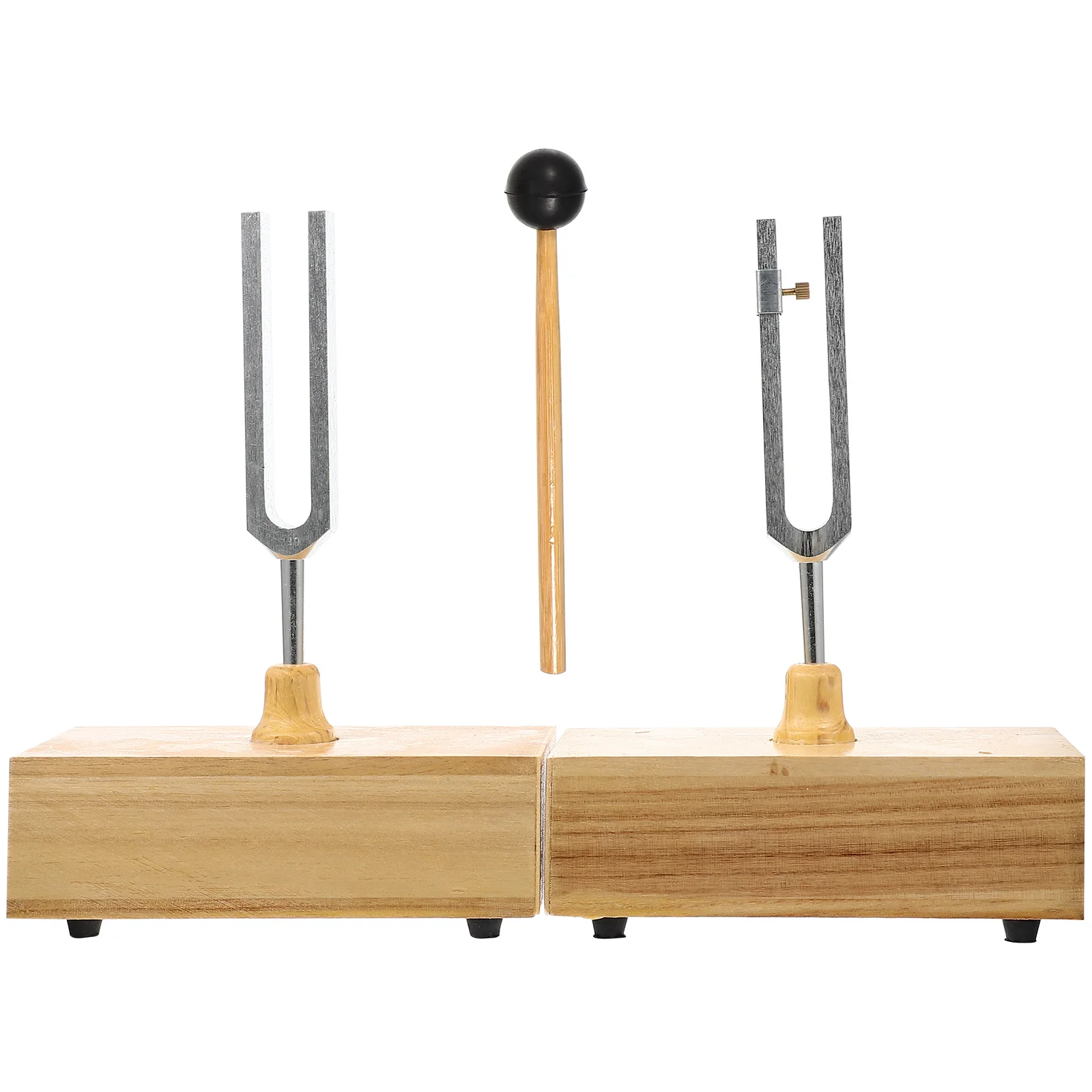 

1 Set Resonance Tuning Fork In Wooden Base Physics Experiment Tool Educational Instrument For Acoustic Test Durable Metal Forks