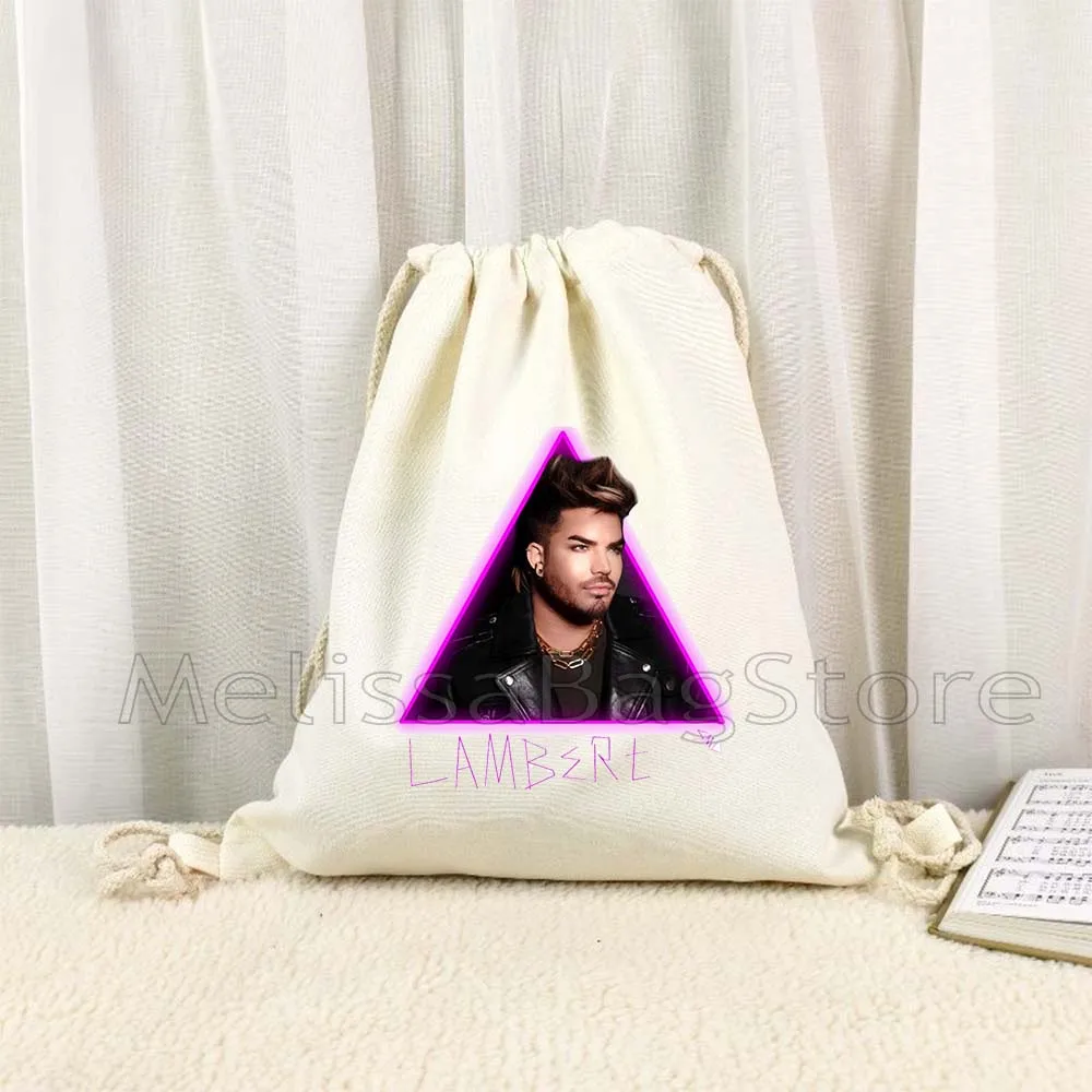 Adam Lambert Singer Poster Fan Cute Gifts Canvas Drawstring Bag Soccer Backpack Gym Sackpack Gifts String Bag for Hiking Sports