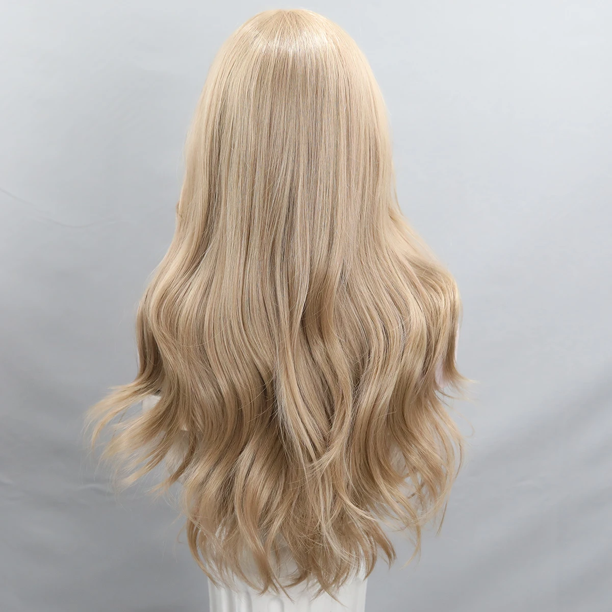 Peluca de fiesta de disipación de calor de línea de pelo Natural para mujer, encaje dorado puro hecho a mano, cabello largo y rizado