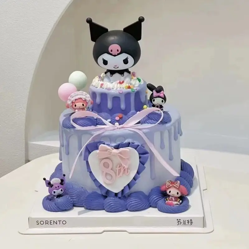 子供のための漫画の置物,漫画のキャラクター,かわいい誕生日ケーキのトッパー,子供のおもちゃ,新しいサンリオ黒海,pachacco cinnamoroll