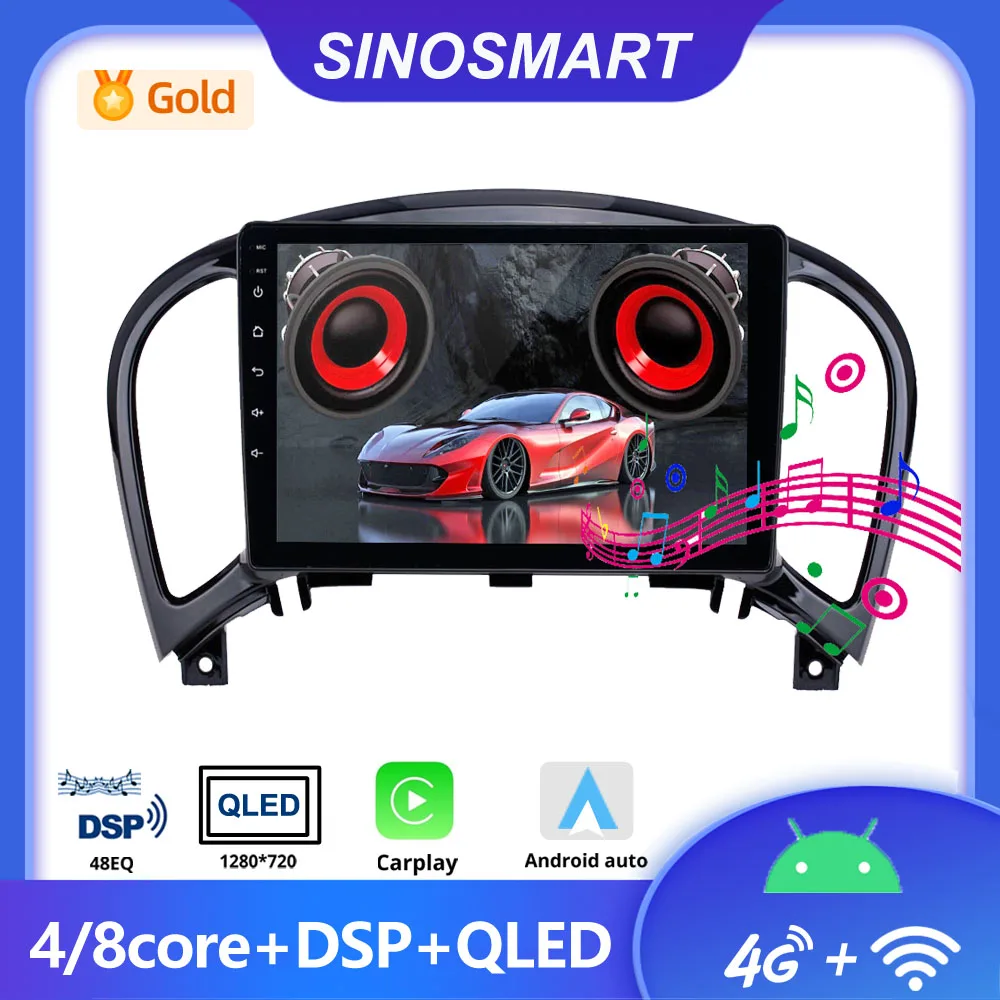 Автомобильный GPS-навигатор SINOSMART, радио для Nissan Juke 2010 YF15 2004-2016, поддержка BOSE 360, система просмотра, 8-ядерный процессор DSP