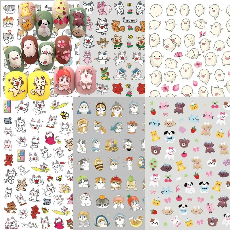 Mới Nhất Dễ Thương Chó Thiết Kế 3D Tự Dính Decal Bản Mẫu DIY Trang Trí Bọc Miếng Dán Móng Tay WG 379