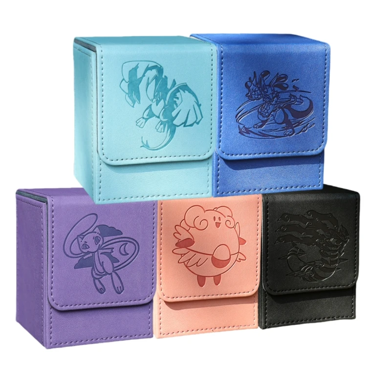 Pokemon Giratina Lugia Mew Lucario Blissey Self Made Leather Card Storage Box Anime Classics Game Collection Cards Toy Gift