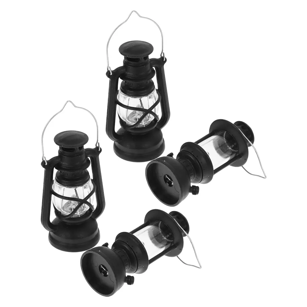

4 Pcs Microkerosene Lamp Decoration Decorative Props Oil Dollhouse Light Model Pp