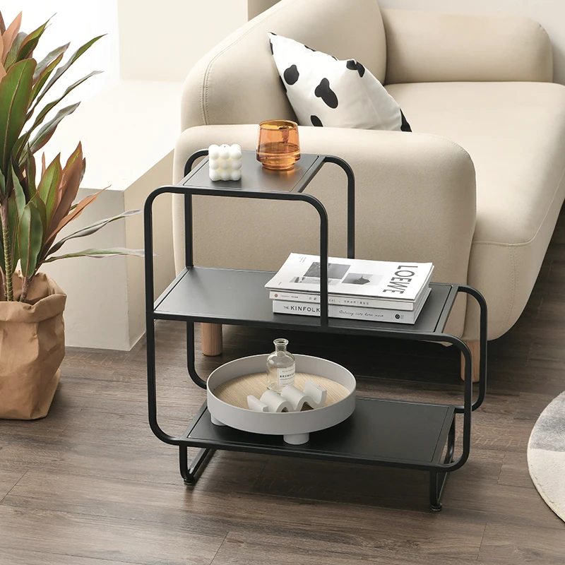 Wrought iron living room storage side table, with corner design, can be placed on bedside tables