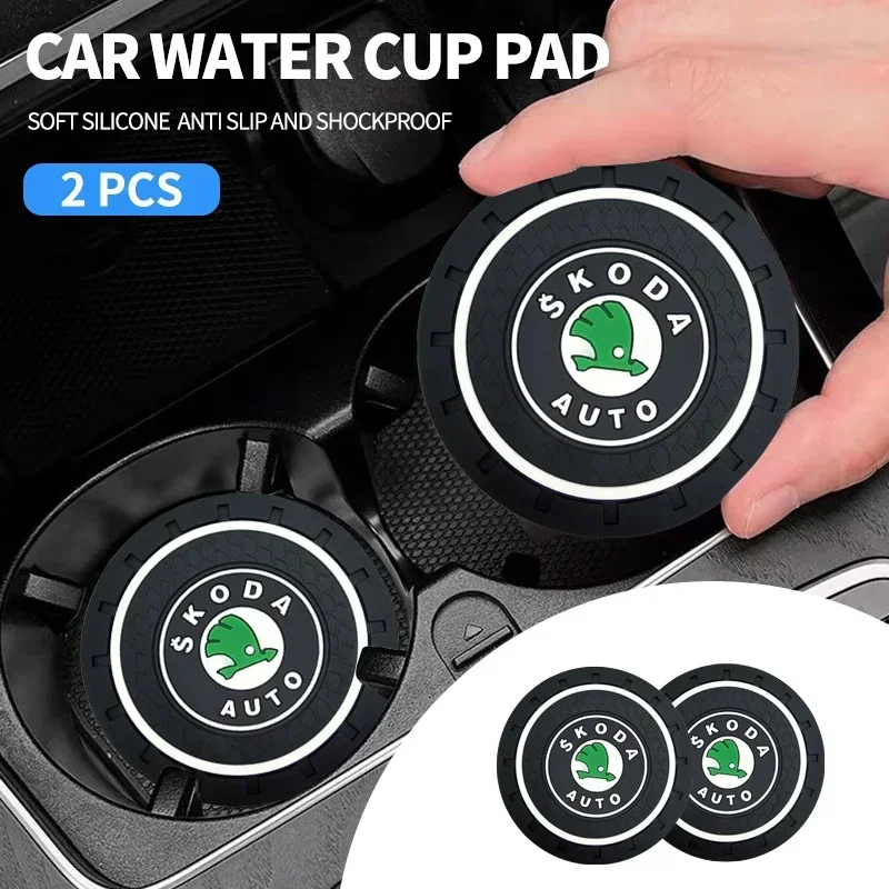 Car Coaster Water Cup Holder Silicone Anti Slip Pad For Skoda Fabia Superb Yeti Octavia Rapid Kodiaq Mk3 A4 A6 A7 2 3 A5 Kamiq