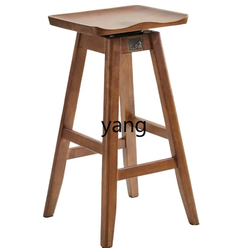 

LTT Light Luxury Solid Wood Rotating Bar Chair Coffee Shop Commercial Cashier Front Desk High Leg Bar Stool Household