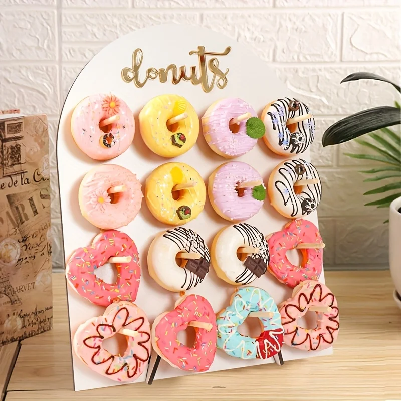 1 مجموعة خشبية دونات حامل لوازم الزفاف استحمام الطفل ديكور المنزل الحرف زخرفة حفلة عيد ميلاد زينة