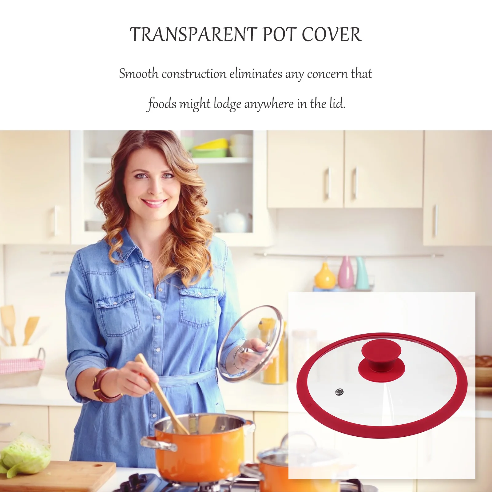 

1Pcs Silicone Edge Pot Lid Tempered Glass Round Cover Pan Lid Universal Kitchen Gadget Splash Guard Transparent Pot Cover