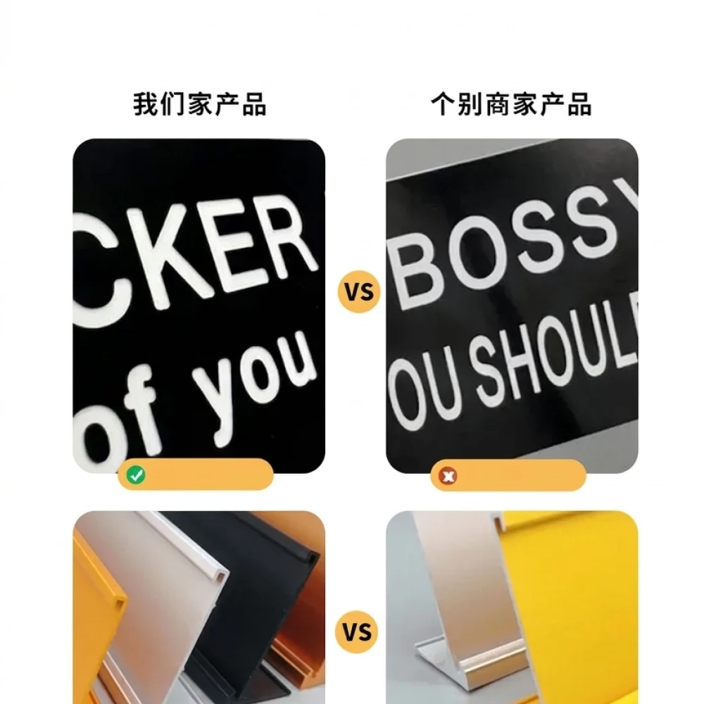 L Shape Custom Name Plate Aluminum Office Desk Signage Plaque Bank Counter Label Holder Waterproof Laser Engraving Stand